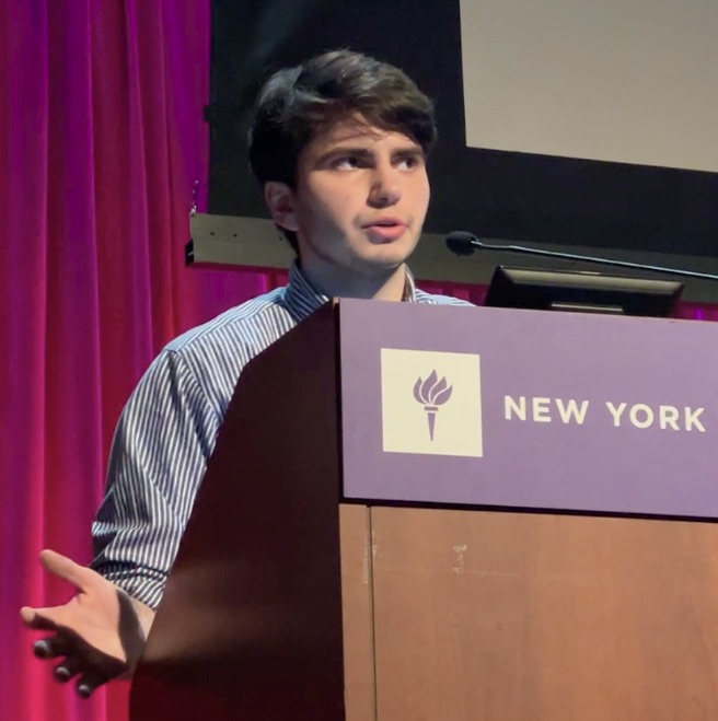 Theo Avedisian presenting for the NYU League of Linguistics, 2025.
